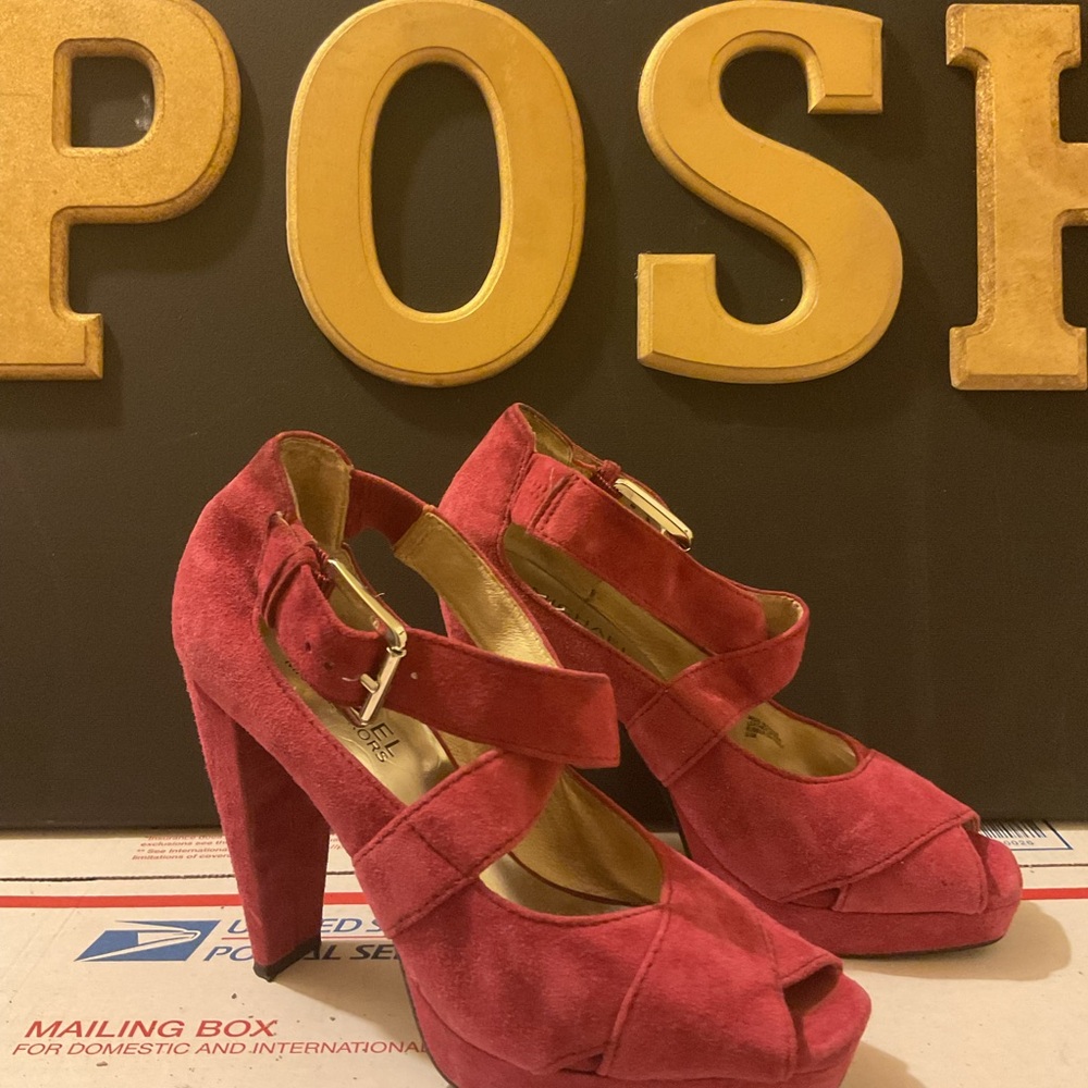 MICHAEL Michael Kors Pink Suede Platform Heels